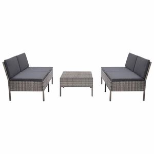 vidaXL Set de sof&aacute;s de jard&iacute;n con cojines 5 pzas rat&aacute;n sint&eacute;tico gris
