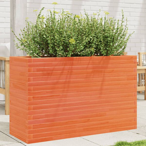 vidaXL Jardinera madera maciza de pino marr&oacute;n cera 110x40x68,5 cm