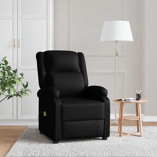 vidaXL Sill&oacute;n de masaje de cuero sint&eacute;tico negro