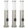 vidaXL Balizas de luz con sensor y tomacorriente, 3 unidades, 50 cm, acero inoxidable, IP44