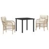 vidaXL Conjunto de Comedor de Jard&iacute;n 3 uds. Beige rat&aacute;n sint&eacute;tico