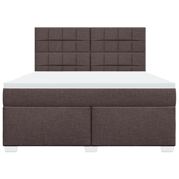 vidaXL Cama box spring con colch&oacute;n tela marr&oacute;n oscuro 180x200 cm