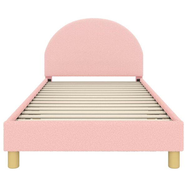 vidaXL Cama para ni&ntilde;os con cabecero Rosa 90 x 190 cm Tela de Oveja