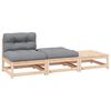 vidaXL Juego de muebles de jard&iacute;n 3 pzas y cojines madera pino maciza