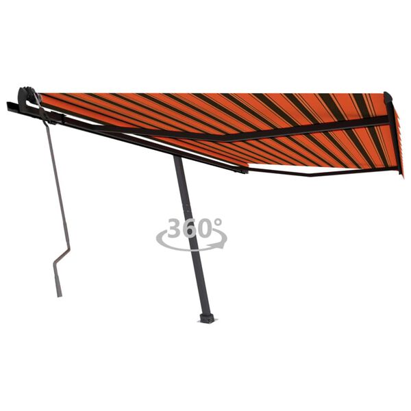 vidaXL Toldo de pie retr&aacute;ctil manual naranja y marr&oacute;n 450x350 cm