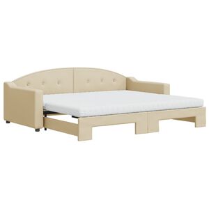 vidaXL Sof&aacute; cama nido con colch&oacute;n tela crema 90x200 cm