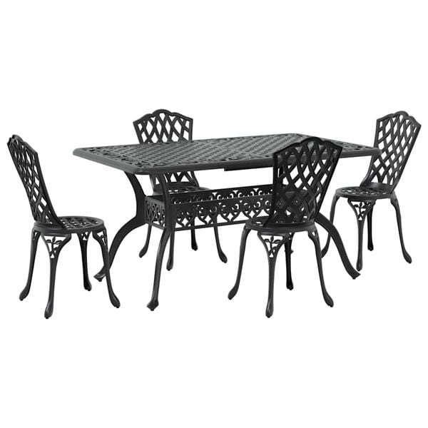 vidaXL Conjunto de Comedor de Jard&iacute;n 5 pcs Negro Aluminio