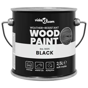 vidaXL Pintura para madera Negro 2,5 L Impresi&oacute;n en pared