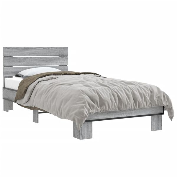 vidaXL Estructura cama madera ingenier&iacute;a metal gris Sonoma 90x200 cm