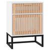 vidaXL Mesita noche madera y hierro contrachapada blanco 40x30x55,5 cm