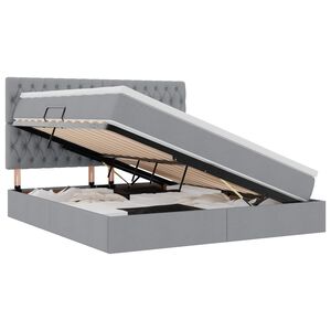 vidaXL Cama con almacenamiento y colch&oacute;n Gris Claro 180 x 200 cm