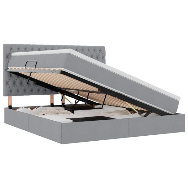 vidaXL Cama con almacenamiento y colch&oacute;n Gris Claro 180 x 200 cm