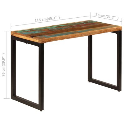 vidaXL Mesa de comedor de madera maciza reciclada y acero 115x55x76 cm