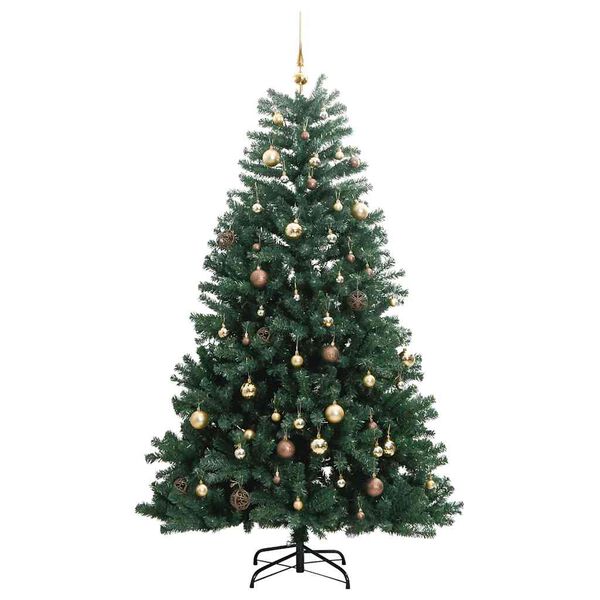 vidaXL Árbol de Navidad artificial con bisagras 300 LED y bolas 210 cm
