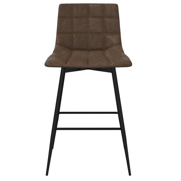 vidaXL Taburetes de cocina 2 unidades cuero sint&eacute;tico marr&oacute;n oscuro