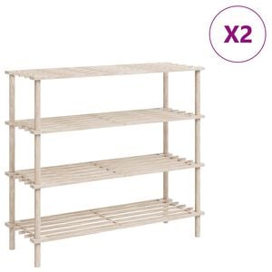 vidaXL Zapatero de 4 alturas 2 unidades madera maciza de abeto