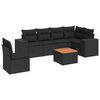 vidaXL Set de comedor de jard&iacute;n 7 pzas y cojines rat&aacute;n sint&eacute;tico negro