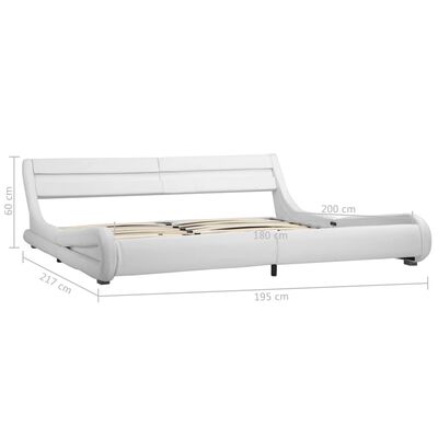 vidaXL Estructura de cama con LED de cuero sintético blanco 180x200 cm