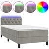 vidaXL Cama box spring colch&oacute;n y LED terciopelo gris claro 80x200 cm