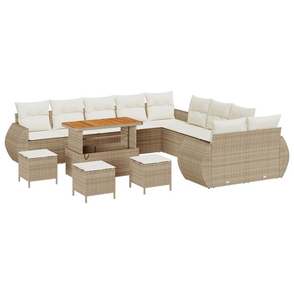 vidaXL Conjunto de sofás de jardín 14 pcs Beige ratán sintético