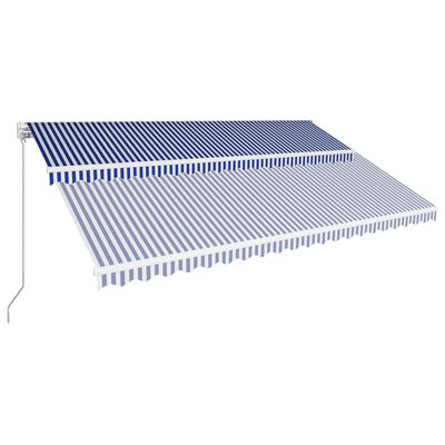 vidaXL Toldo manual retráctil azul y blanco 500x300 cm