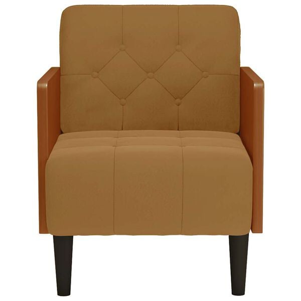 vidaXL Sill&oacute;n con reposabrazos de terciopelo marr&oacute;n 55 cm