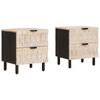 vidaXL Armario de Noche 2 uds. 40 x 33 x 46 cm Madera de mango maciza