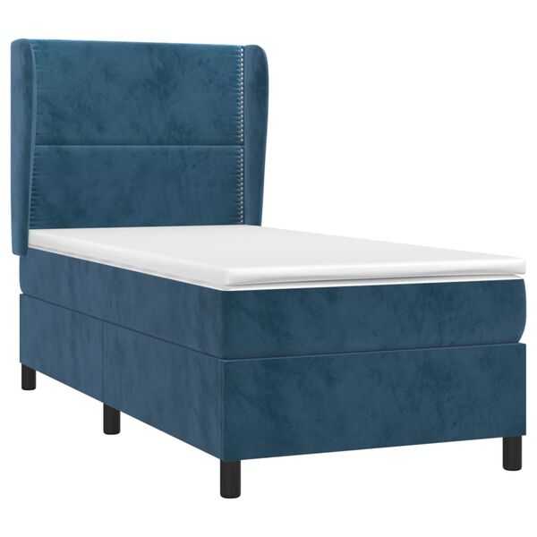 vidaXL Cama box spring con colch&oacute;n terciopelo azul oscuro 100x200 cm
