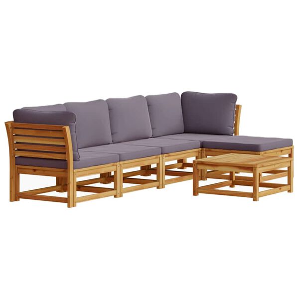 vidaXL Juego de muebles jardín 6 pzas con cojines madera maciza acacia