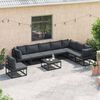 vidaXL Conjunto de sof&aacute;s de jard&iacute;n con coj&iacute;n 9 pcs Negro Aluminio