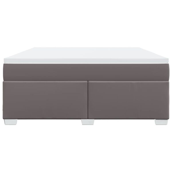 vidaXL Cama box spring con colch&oacute;n cuero sint&eacute;tico gris 180x200 cm