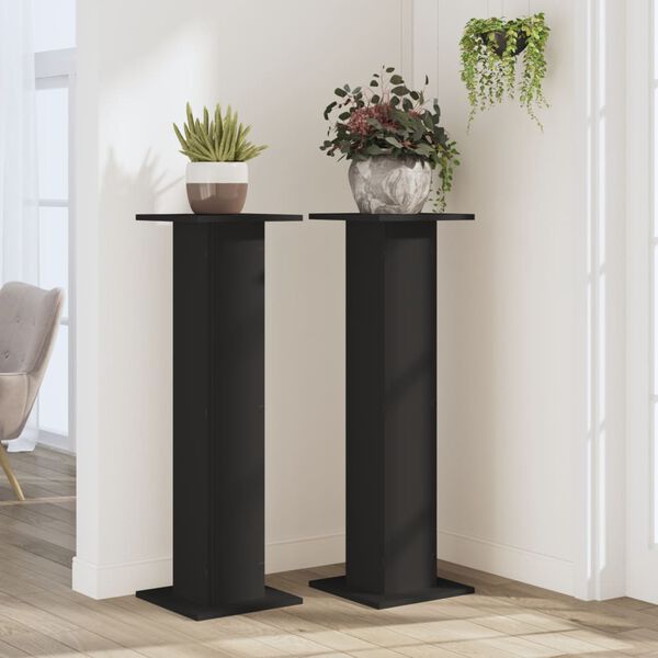 vidaXL Soportes de plantas 2 uds madera ingenier&iacute;a negro 30x30x95 cm