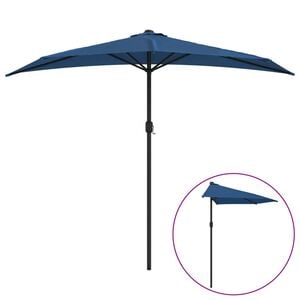 vidaXL Sombrilla balc&oacute;n semicircular palo aluminio azul 270x144x222 cm