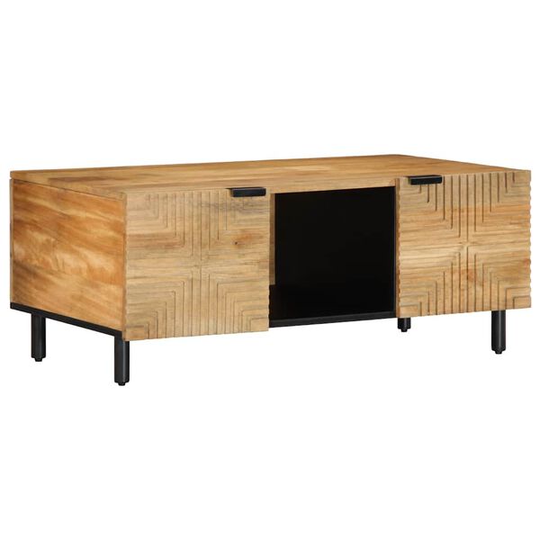 vidaXL Mesa de centro madera maciza de mango negra 100x54x40 cm marr&oacute;n