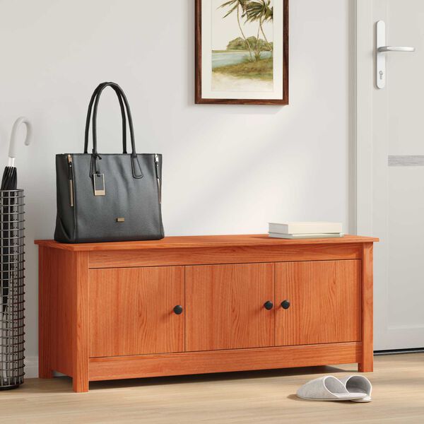 vidaXL Armario Zapatero Marr&oacute;n Cera 110 x 38 x 45,5 cm Pino macizo