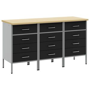 vidaXL Armario de trabajo 3 uds. Negro y Gris 150 x 55 x 85 cm