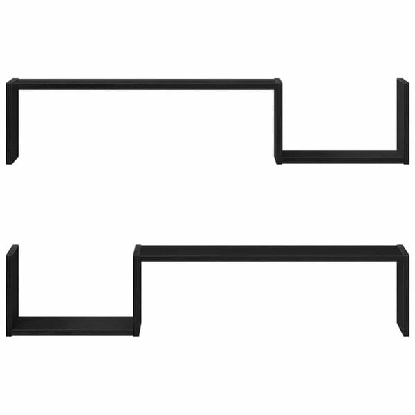 vidaXL Estante de pared con estante 2 pcs Roble Negro 100 x 15 x 20 cm