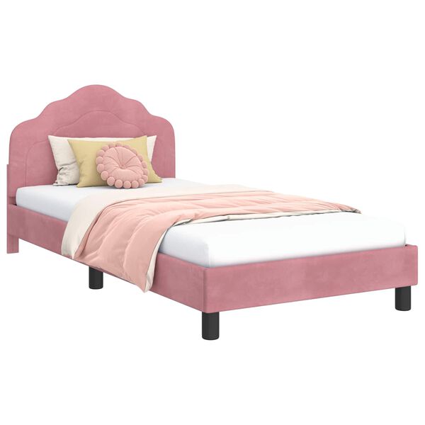 vidaXL Cama para niños con cabecero Rosa 80 x 200 cm Terciopelo