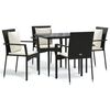 vidaXL Set de muebles jard&iacute;n 5 pzas con cojines rat&aacute;n sint&eacute;tico negro