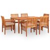 vidaXL Set comedor de jard&iacute;n 7 pzas y cojines madera maciza de acacia