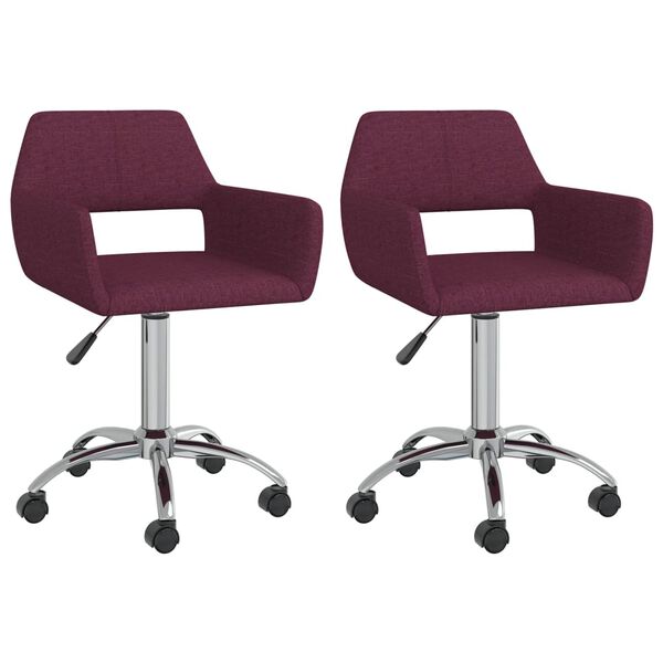 vidaXL Sillas de comedor giratorias 2 unidades tela morada