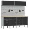vidaXL Conjunto de armarios de trabajo con caj&oacute;n Manual 10 uds. Negro