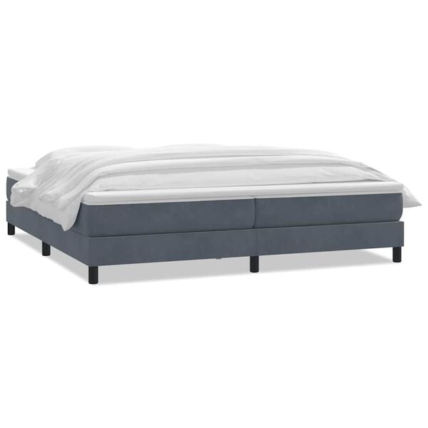 vidaXL Cama box spring con colch&oacute;n terciopelo gris oscuro 180x220 cm