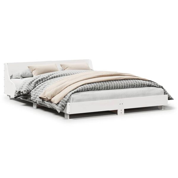vidaXL Estructura de cama sin colch&oacute;n madera maciza blanca 120x190 cm