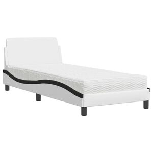 vidaXL Cama con colch&oacute;n Dover cuero sint&eacute;tico blanco y negro 80x200 cm