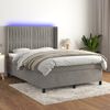 vidaXL Cama box spring colch&oacute;n y LED terciopelo gris claro 140x190 cm
