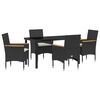 vidaXL Conjunto de Comedor de Jardín 5 pcs Negro ratán sintético