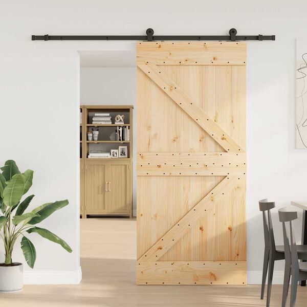 vidaXL Puerta corredera con herrajes madera maciza de pino 90x210 cm