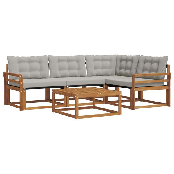 vidaXL Conjunto de sof&aacute;s de exterior 5 pcs Gris Natural y Claro