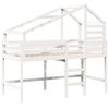 vidaXL Cama alta escalera y techo madera maciza pino blanca 80x200 cm